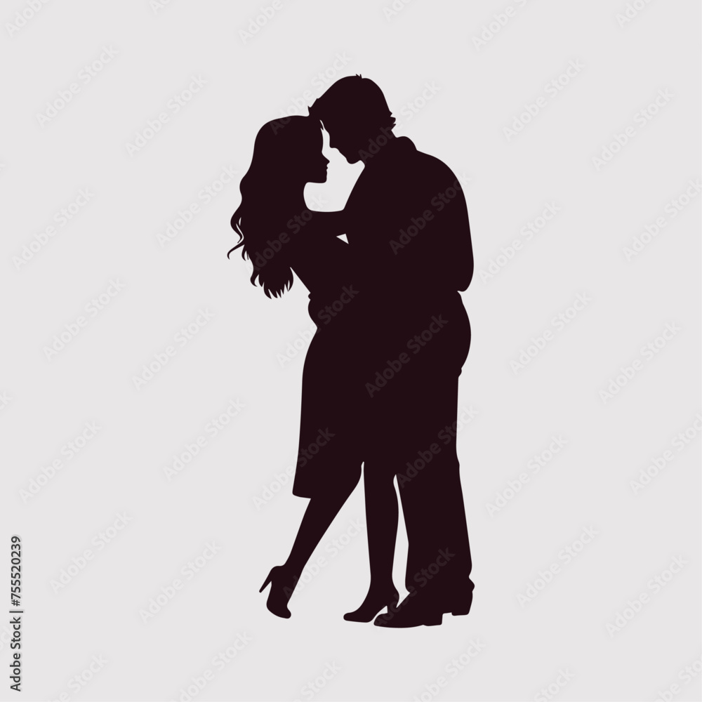 a silhouette of romantic couple