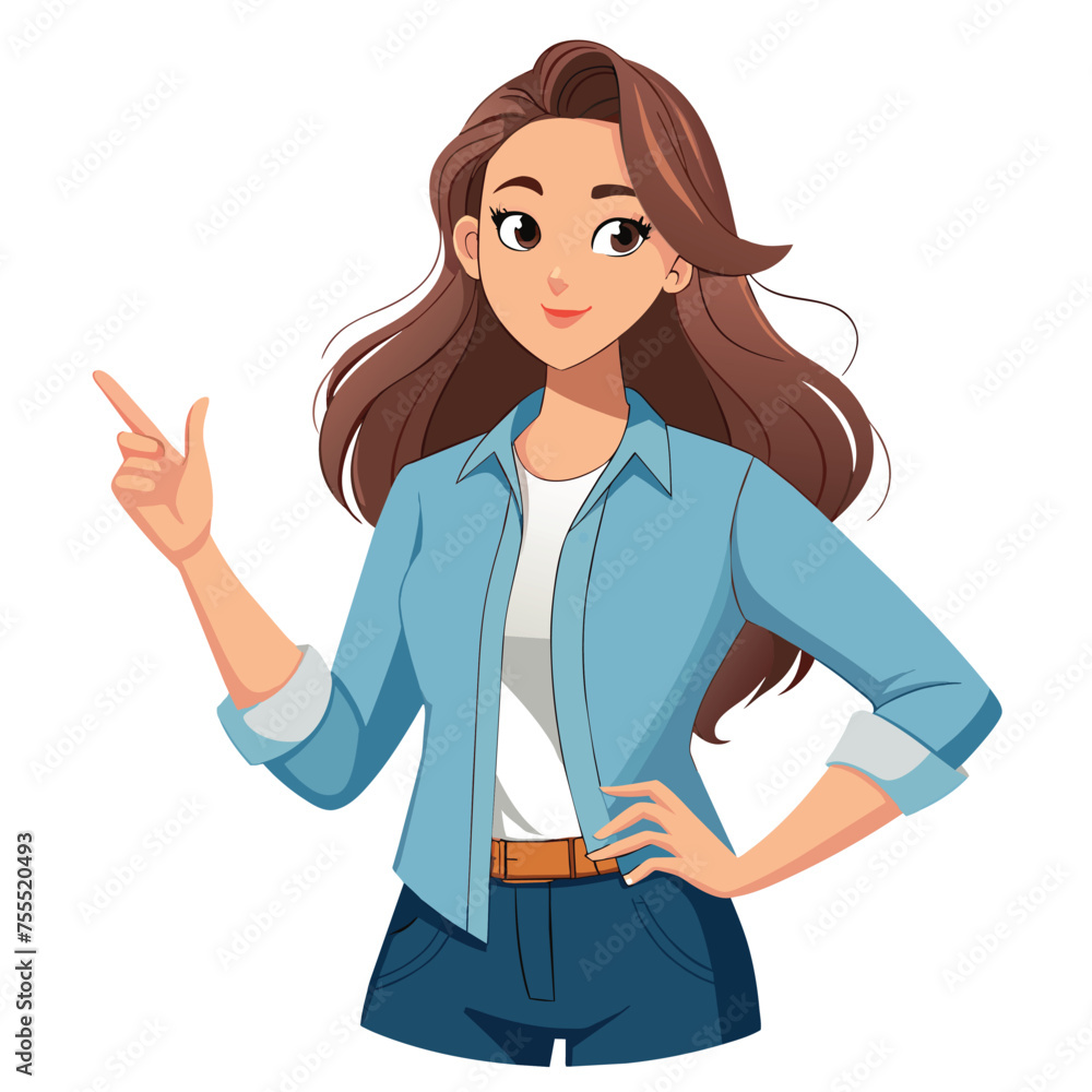 Young woman long hair portrait icon isolated Young woman long hair portrait icon isolated