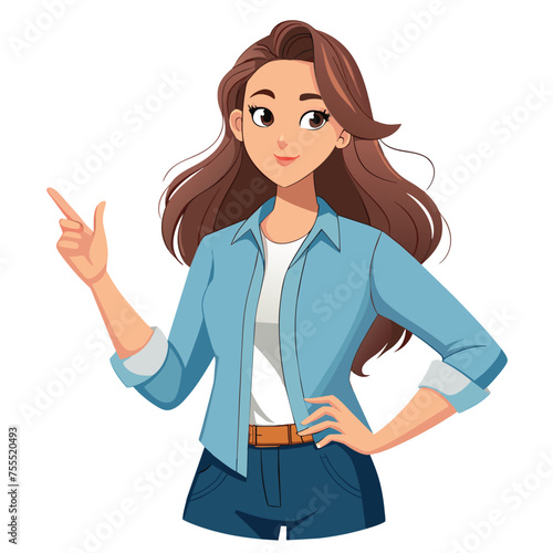 Young woman long hair portrait icon isolated