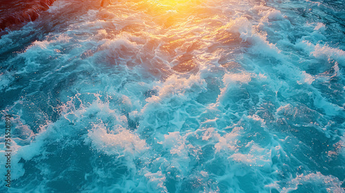 Sun shining brightly over the ocean waves, creating a glistening effect on the water