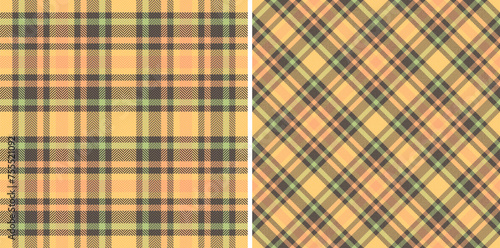 Plaid textile background of fabric tartan check with a pattern seamless vector texture. Set in fall colors. Trendy fashion essentials.