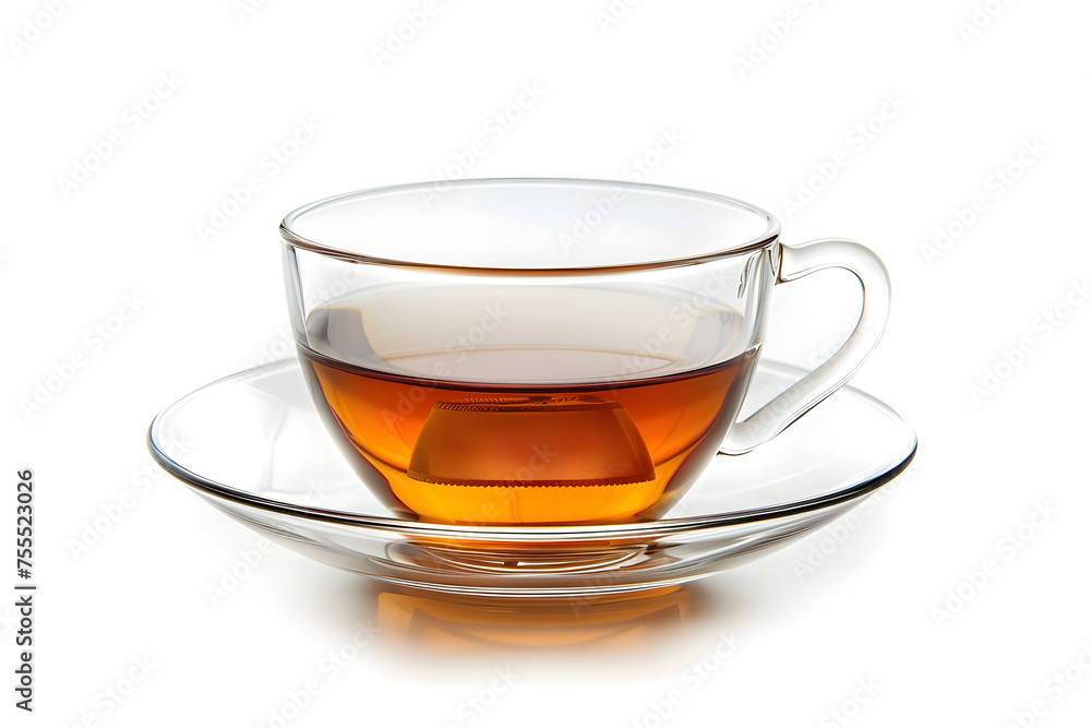 Glass cup of hot aromatic black tea isolated on white background Glass cup of hot aromatic black tea isolated on white background