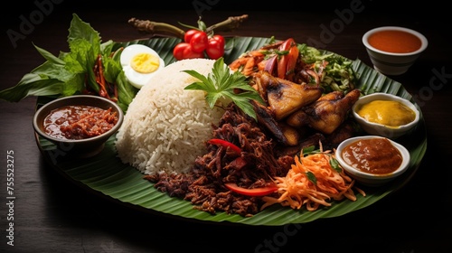 Traditional Sundanese food of delicious Nasi Tutug Oncom. photo