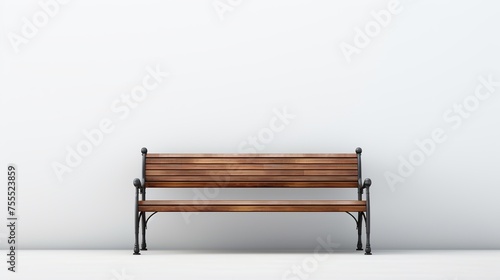 Wooden bench. Park outdoor waiting bench isolated on a white background.