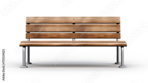Wooden bench. Park outdoor waiting bench isolated on a white background.