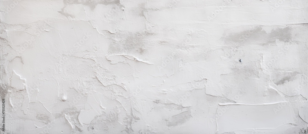 A monochrome image featuring a white stucco wall. The wall has a textured surface and is painted in a clean white color, creating a minimalist aesthetic. - obrazy, fototapety, plakaty 