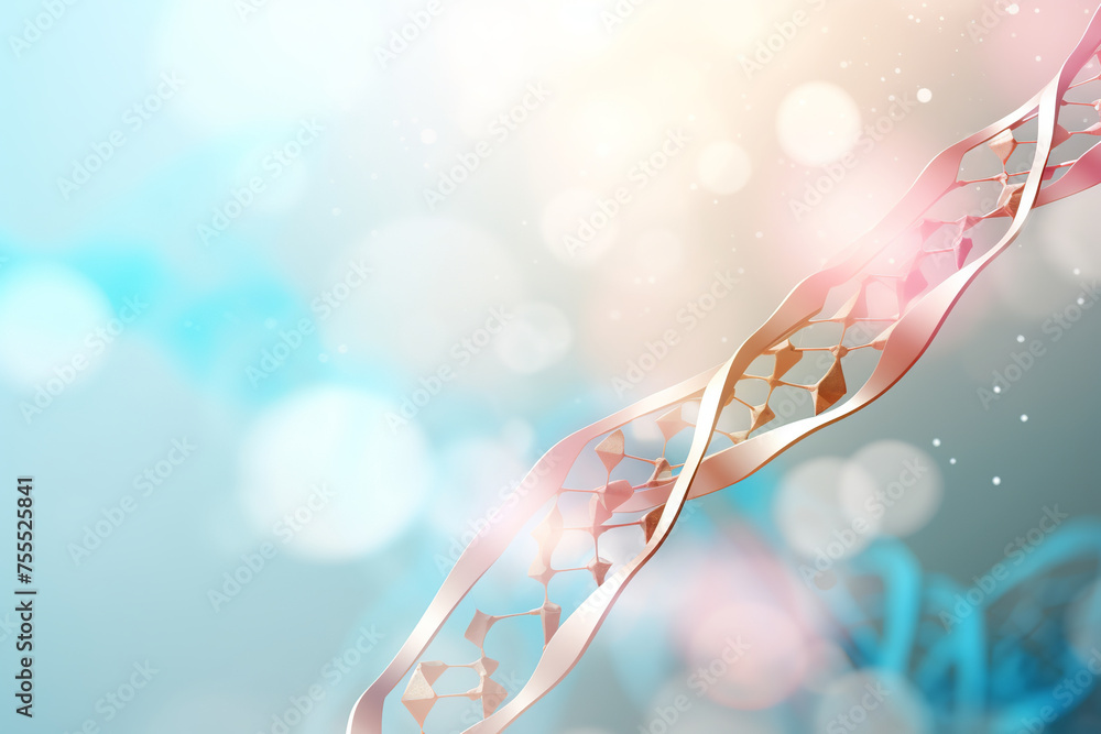 Obraz premium close up medical illustration of abstract cell, molecular structure, red, blue, white. blurred background. veins, bubbles