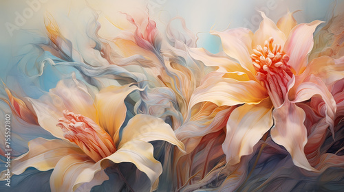 Abstract Floral Essence in Hyperfeminine Tones Background Ai Generative © SK
