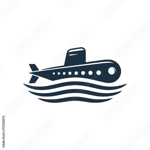 simple submarine navy army soldier logo vector illustration template design