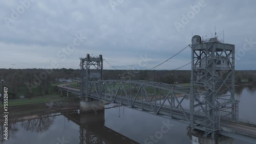 Drone shot of William Long Memorial Bridge spans the Red River in Pineville city, Louisiana, USA photo