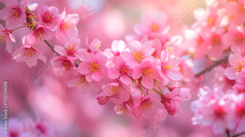 Cherry blossoms in full bloom during spring background