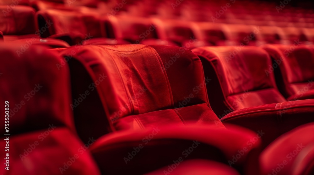 Obraz premium Row of red leather seats in a theater