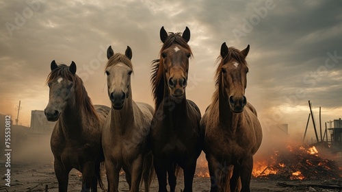 Group of horses standing together
