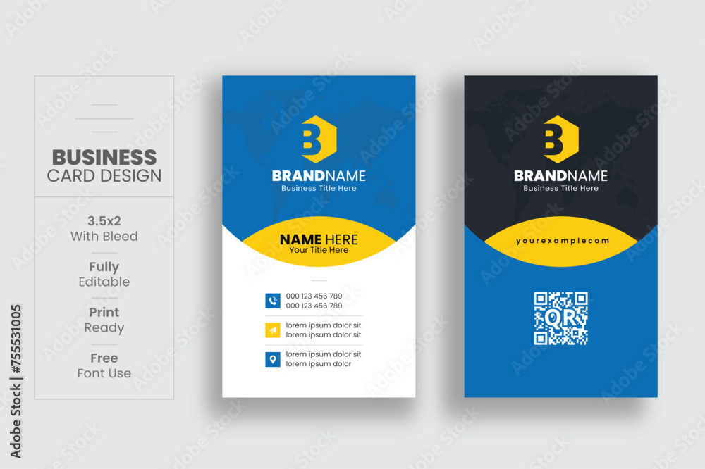 Vertical Creative Corporate Business Card Design Template Vertical Creative Corporate Business Card Design Template