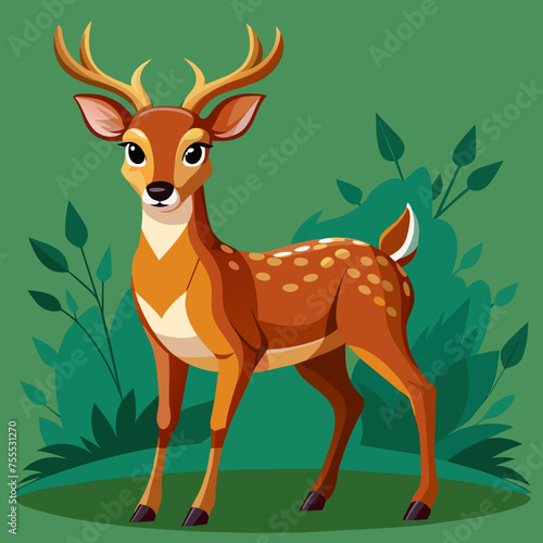 Deer, reindeer, red deer, roe, maral, fawn, doe, beast, pet, vector, illustration, draw, cartoon, pretty, cute © Gleb