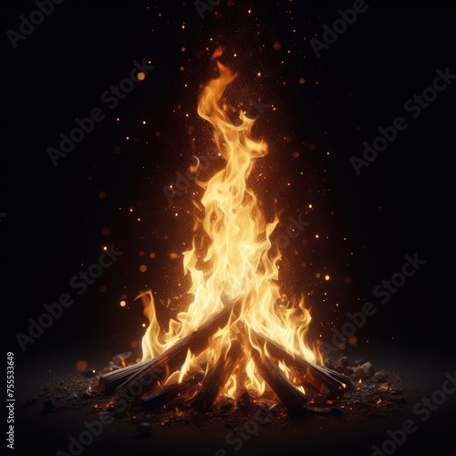 real fire flames on a black background overlay