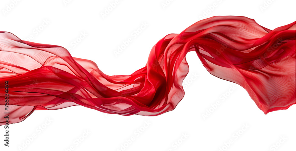 Flying Red Silk Fabric Isolated on a Transparent Background Flying Red Silk Fabric Isolated on a Transparent Background