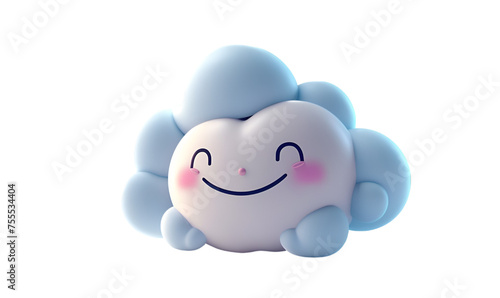 Cute smiling cloud cartoon character isolated on a transparent background