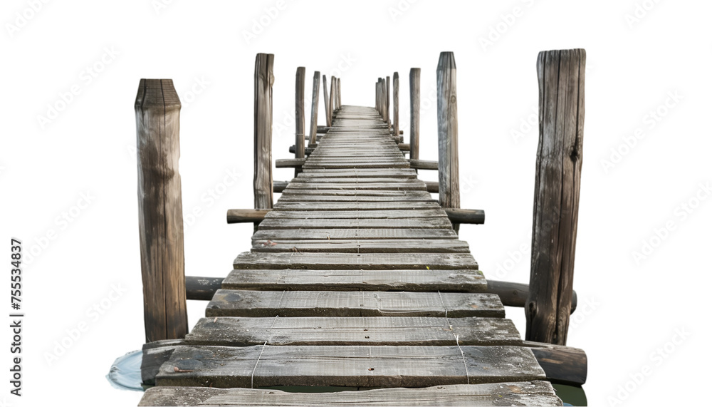 Fototapeta premium Old Wooden Dock Isolated on a Transparent Background