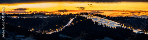 Ski resort at sunset, Kotelnica, Białka Tatrzańska, Poland