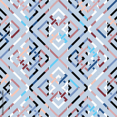 Dikişsiz geometrik zincir deseni. Vektör illüstrasyonu.
