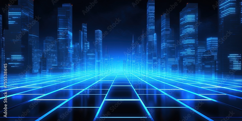 Obraz premium Blue Neon Business Background