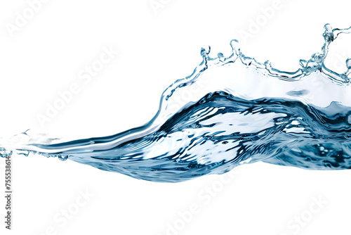 Clear Water Wave and Splashes - Isolated on White Transparent Background