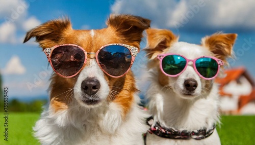 Canine Cool: Two Stylish Dogs Sporting Sunglasses