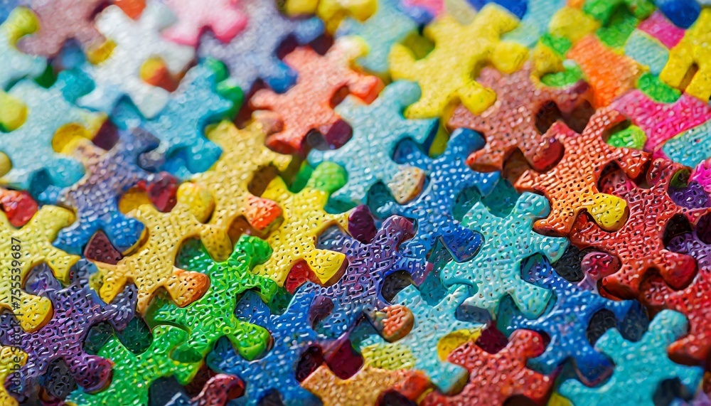 Fototapeta premium Puzzle Palette: Intimate View of Colorful Blocks in Close Proximity
