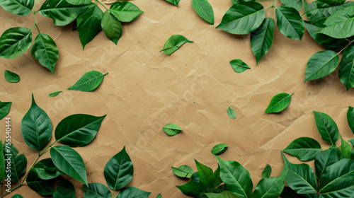 Green Leaves on Recycled Paper