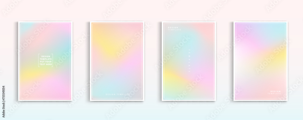 Pastel gradient backgrounds vector set. soft tender yellow, pink, white and blue colours abstract background for app, web design, webpages, banners, greeting cards. Vector design.