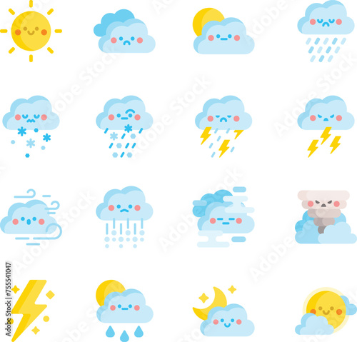 Kawaii Weather Icon Set
