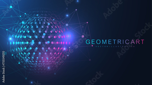 Quantum computing. Quantum processing. Artificial intelligence quantum computer technology concept. Future new technology for business or science presentation. Vector illustration.
