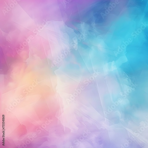 A colorful background with a pink, blue, and yellow gradient.