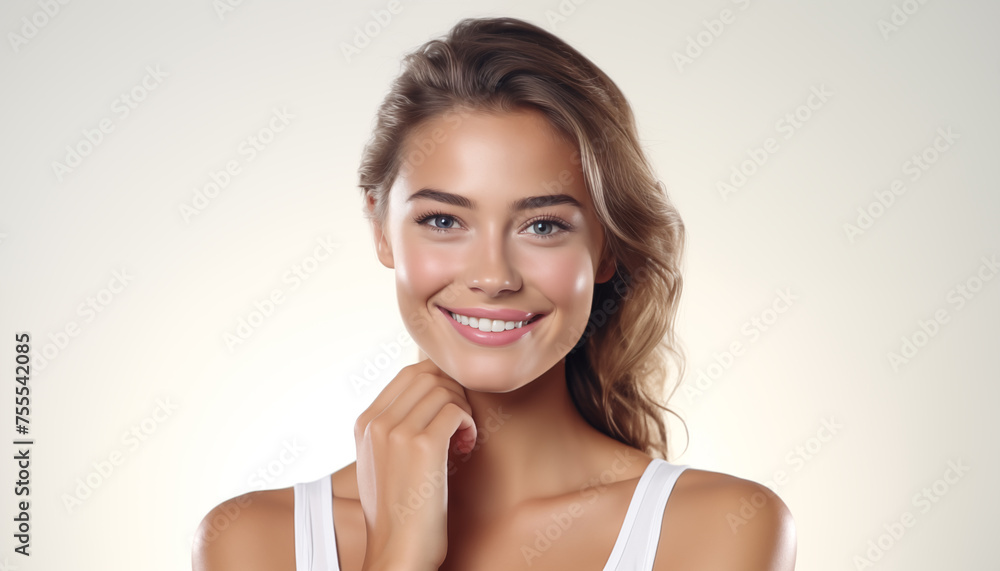 beautiful young smiling woman on a white background. beautiful young smiling woman on a white background.
