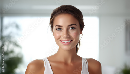 beautiful young smiling woman on a white background. Free Download beautiful young smiling woman on a white background. - GFXLoad