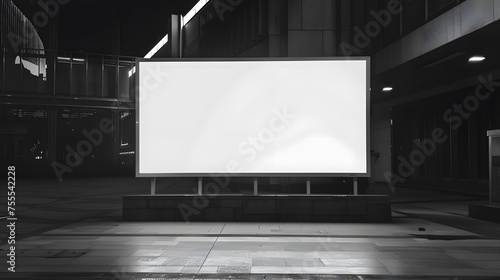 Blank large horizontal white board, billboard. front view. copy space, mockup product.