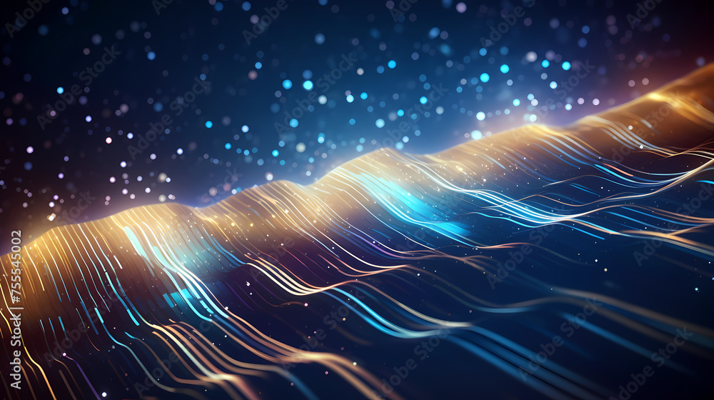 Abstract wavy lines, abstract futuristic background with colorful glowing neon lights Abstract wavy lines, abstract futuristic background with colorful glowing neon lights