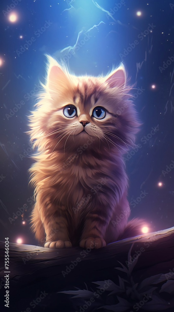 a red-haired, fluffy kitten. wallpapers for your phone