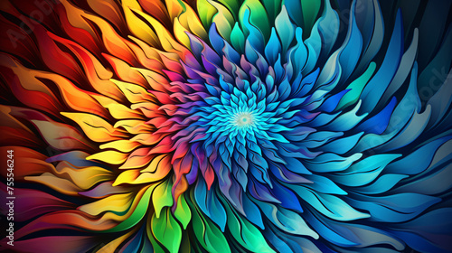 A psychedelic fractal pattern of shifting colors