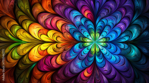 A psychedelic fractal pattern of shifting colors