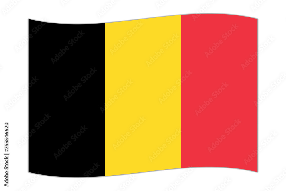Fototapeta premium Waving flag of the country Belgium. Vector illustration.