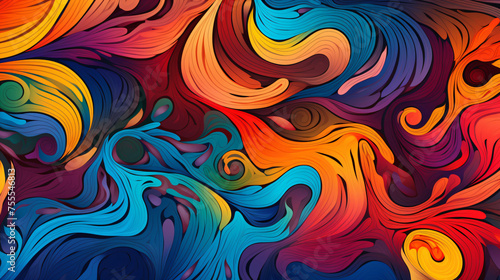 A psychedelic pattern of swirling shapes   © Hassan
