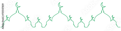 Mosque line art vector minimalist design. islamic ornament background