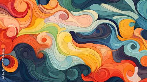 A psychedelic pattern of swirling shapes 