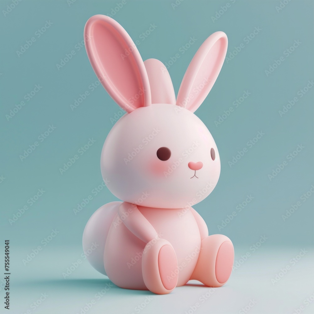 3D model icon of a bunny in a modern, stylized form, AI Generative 3D model icon of a bunny in a modern, stylized form, AI Generative