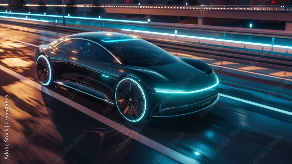 Envision a sleek EV car, AI Generative
