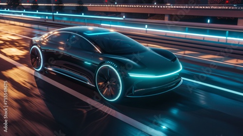 Envision a sleek EV car, AI Generative © sorapop
