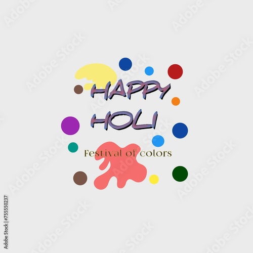 Wishing Card: (Holi is the name of an indian festival)Happy holi greeting card,vector art,white background, photo