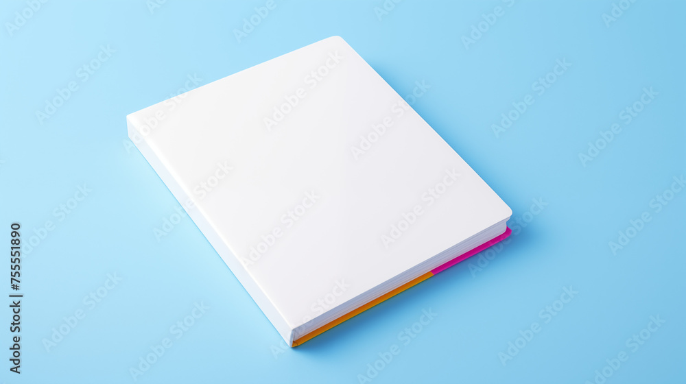 Bloc note blanc sur fond coloré, bleu. Mock-up. Papier, cahier, business, travail, bureau. Pour conception et création graphique. Bloc note blanc sur fond coloré, bleu. Mock-up. Papier, cahier, business, travail, bureau. Pour conception et création graphique.
